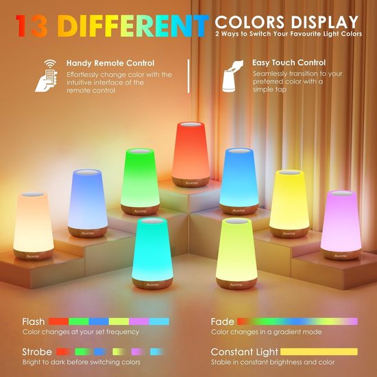 1 stuks - Nachtlampje Volwassenen - Tafellamp slaapkamer - USB oplaadbaar Nachtlampje Kinderen - Leeslamp - Wake-up Light - Sfeerlamp - LED verlichting - Bedlamp voor Baby, Kinderen & Volwassenen - Leeslampje Volwassenen van Merkloos — afbeelding 4