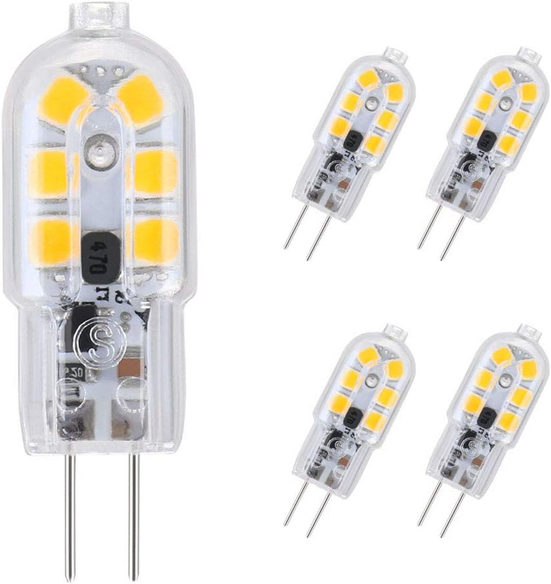 5-Pack G4 LED Lampen 2W Warmwit - Vervanger 20W Halogeen - 12V AC/DC - 3000K