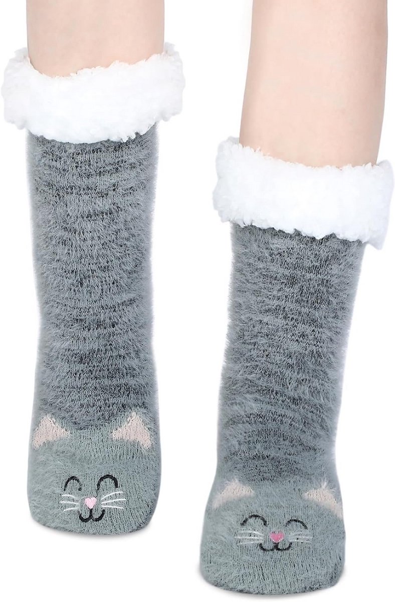 Dames Fuzzy Pantoffelsokken Met Antislipzolen Warme Wintercadeau