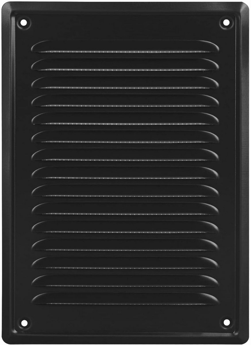 Ventilatierooster Staal Zwart 16,5x23,5 cm met Insectenwering voor Binnen en Buiten