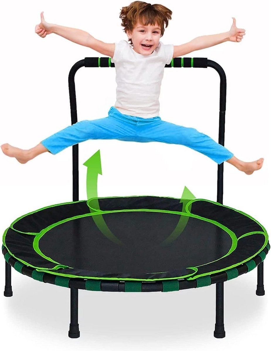 Kindertrampoline 91 cm met Veiligheidsnet en Handvat - Inklapbaar voor Binnen en Buiten