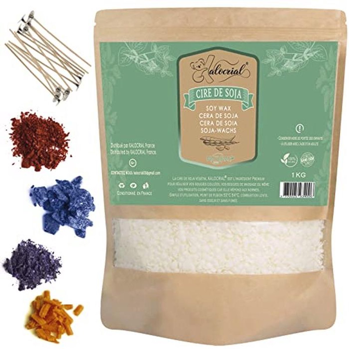 Sojawas voor kaarsen en cosmetica - 1 kg natuurlijke wax met kleurstoffen en e-book