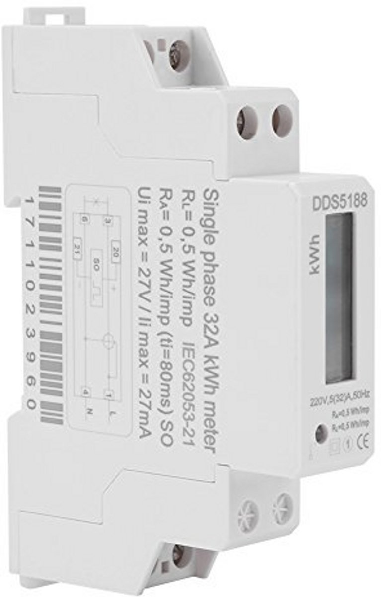 Digitale Stroommeter 220V met LCD Display - Eenfase KWh Meter 5-32A