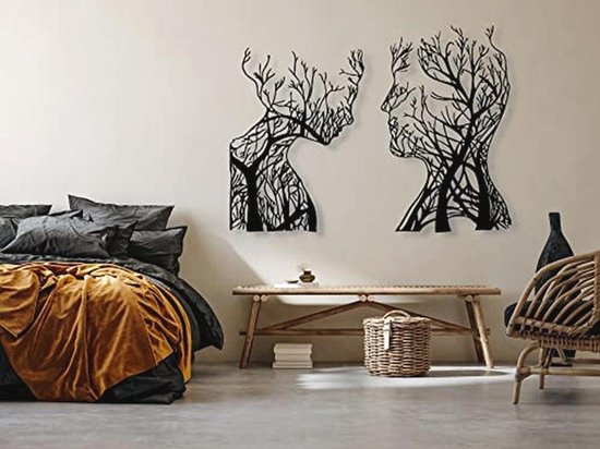 Décoration murale Arbre de Vie - Décoration murale moderne en bois Zwart et or pour la maison, le bureau et la chambre