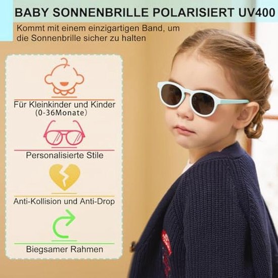 Babyzonnebril 100% UV-bescherming voor Pasgeborenen - Verstelbare Riem en Brillenbox - Voor Jongens en Meisjes — afbeelding 3