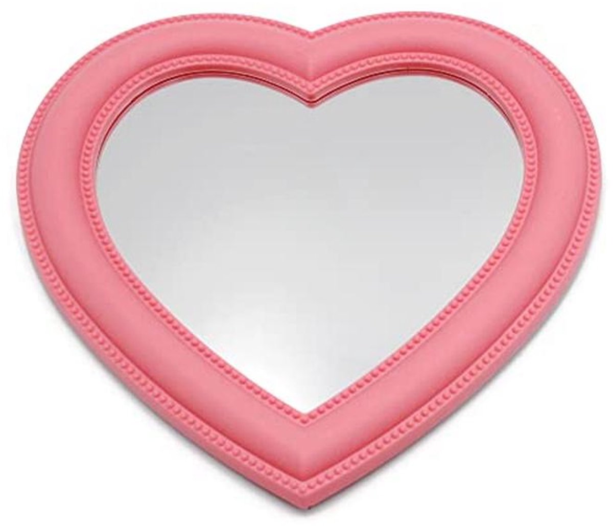 Hart Make-up Spiegel - Roze Wand- en Bureauspiegel voor Slaapkamer