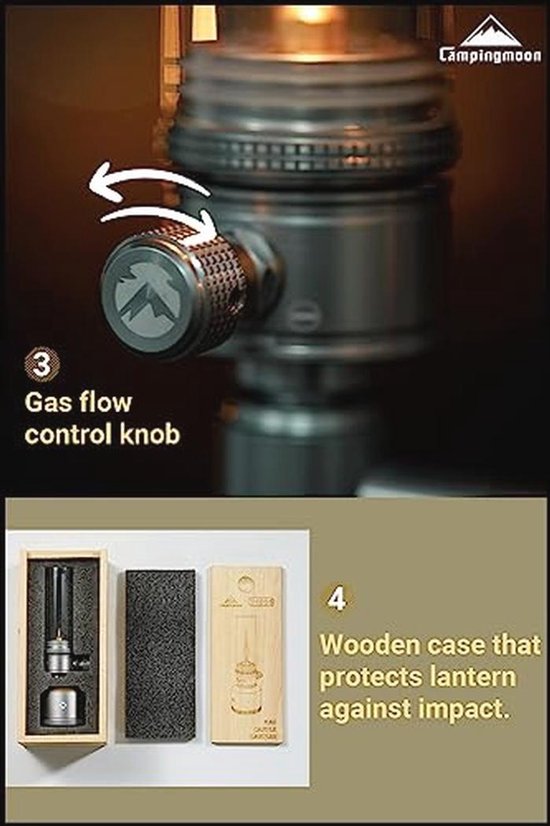 Campinggas Lantaarn met Houten Koffer en Lege Tank 15g — afbeelding 3
