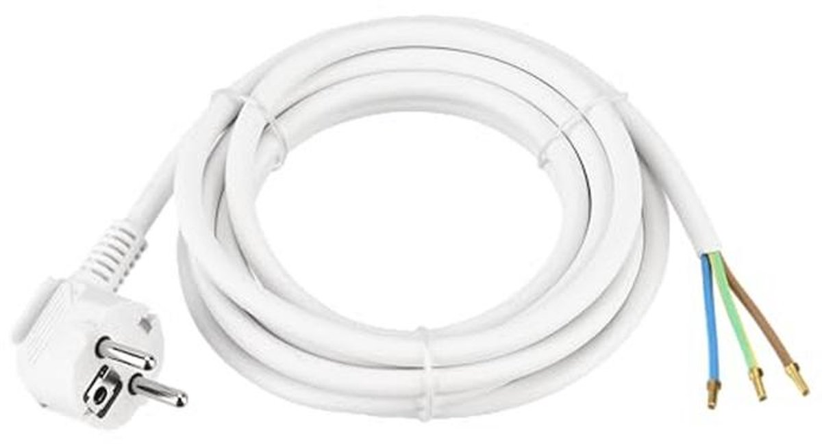 Vervangende stroomkabel met stekker - 3m, 3680W, wit