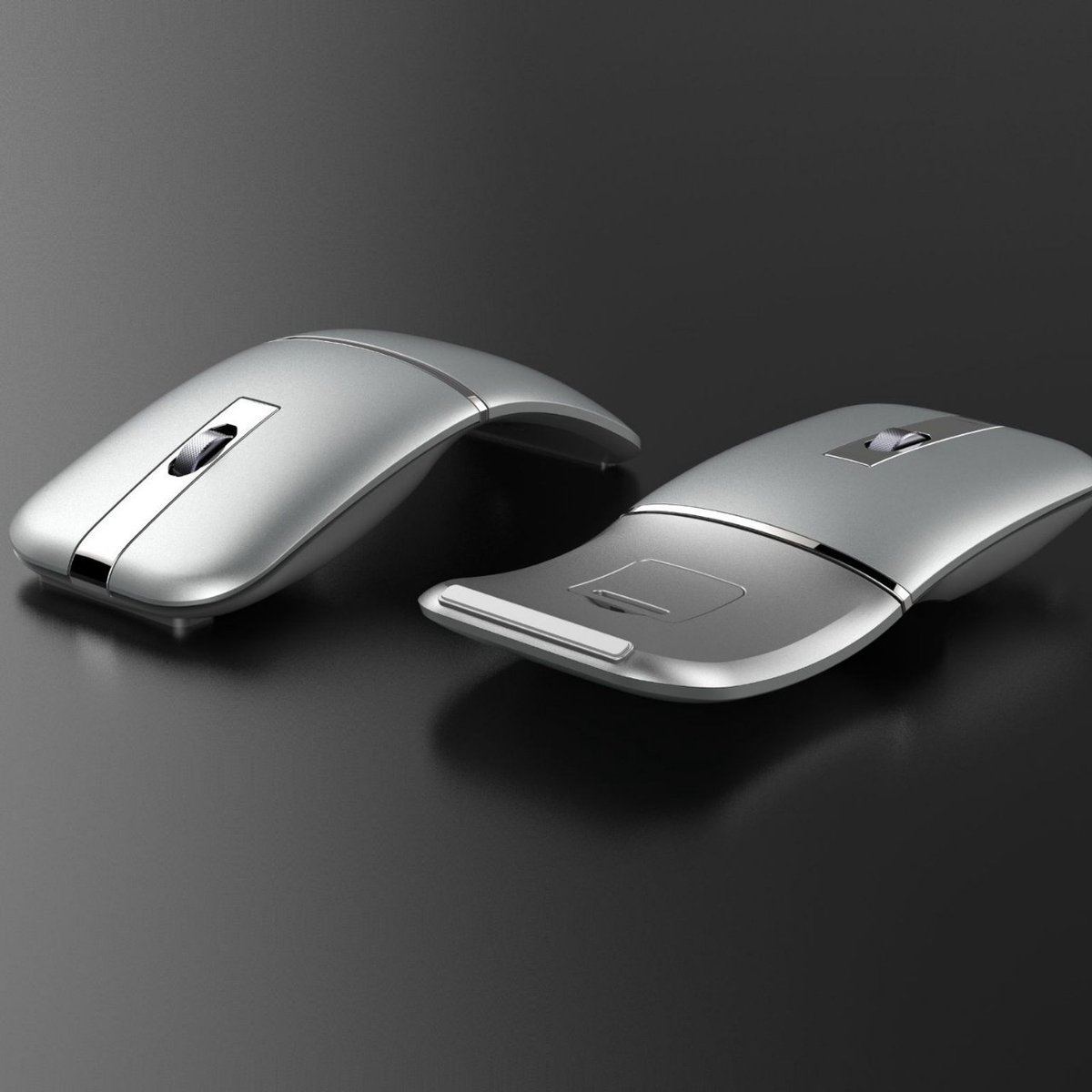 Ultradunne, stille draadloze Bluetooth-muis met oplaadfunctie (zilver)