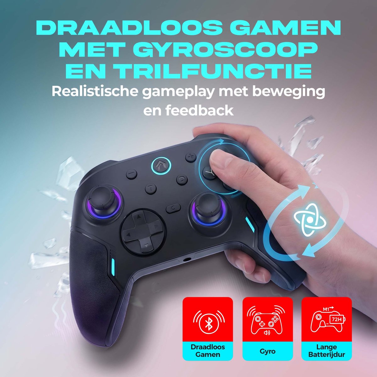 Smartify Switch 2 Pro Controller - Geschikt Voor De Nintendo Switch 2 & Nintendo Switch - Hall Effect Joysticks - Macro Knoppen - RGB verlichting – foto 7