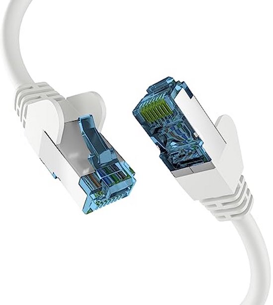 30m Cat.6 Netwerkkabel – Plat, Wit, RJ45, Geschikt Voor 10/100/1000/10000 Mbit/s, Ideaal Voor Onder Tapijt