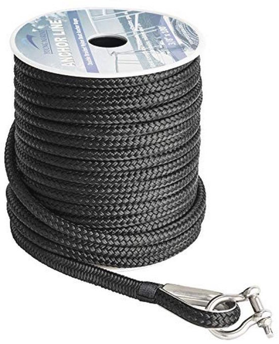 3/8 Inch 150FT Dubbel Gevlochten Nylon Ankerlijn met Vingerhoed