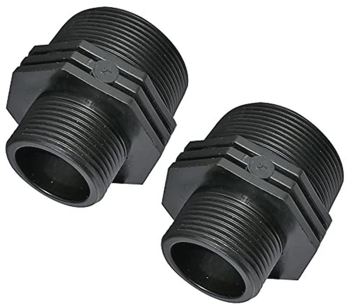 Set van 2 Mannelijke/Mannelijke Inschroefverloopstukken - 1 1/4"x2" Draad - Kunststof Reduceernippels