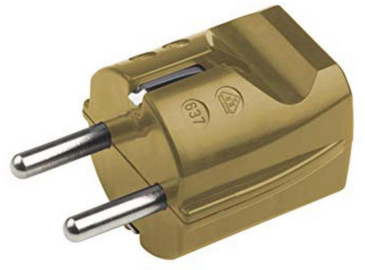 Veiligheidscontactstekker Kunststof - Goud - 250 V - 16 A - IP20 - Geaarde Stekker met Trekontlasting