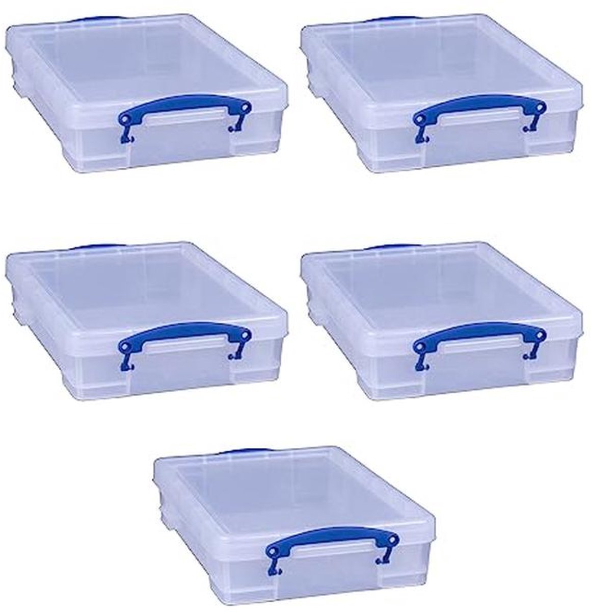 Transparante 4L Opbergdozen met Deksel en Handgrepen - Set van 5