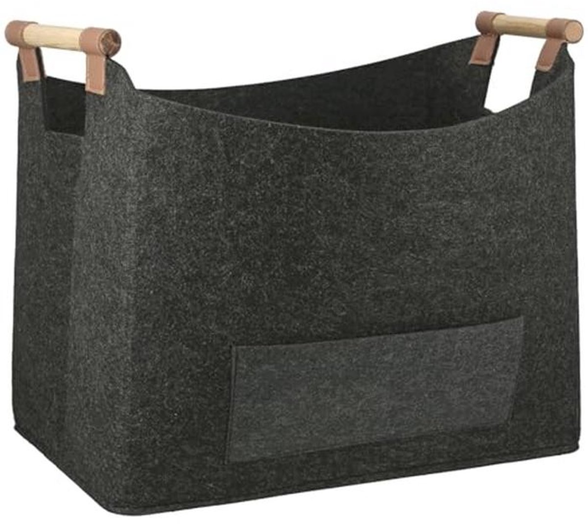 Houten mand voor haardhout - robuuste vilten brandhouttas van 45 x 32 cm
