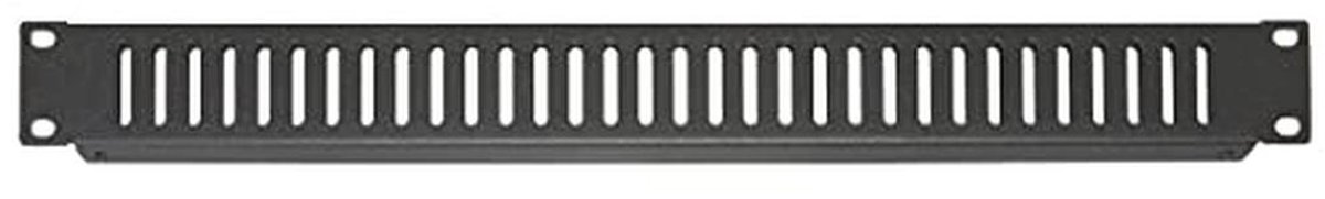 Geventileerde blindplaat voor 19 inch rackkasten met zwarte schroeven