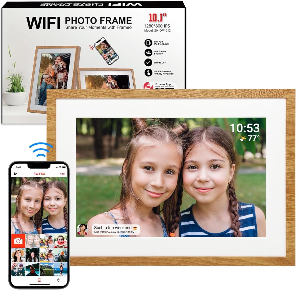 Digitale Fotolijst 32GB - 10.1 Inch WiFi Fotolijst met - Digitale - €119,00