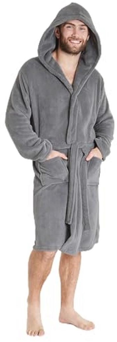 Zachte Fleece Badjas voor Heren met Capuchon - Warm en Comfortabel