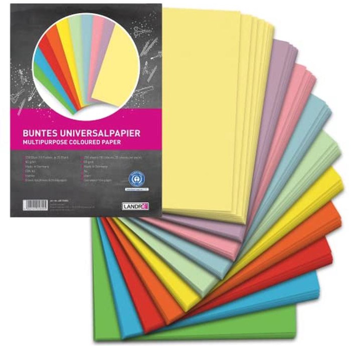 Kleurig A4 Printerpapier, 250 vellen, 10 Kleuren, 80 g/m²