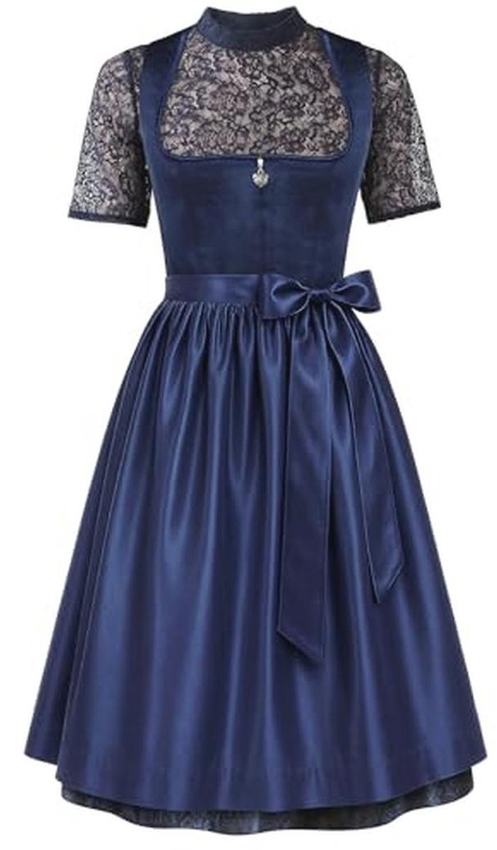Traditionele dames dirndl jurk voor Oktoberfest - Driedelige outfit in blauw