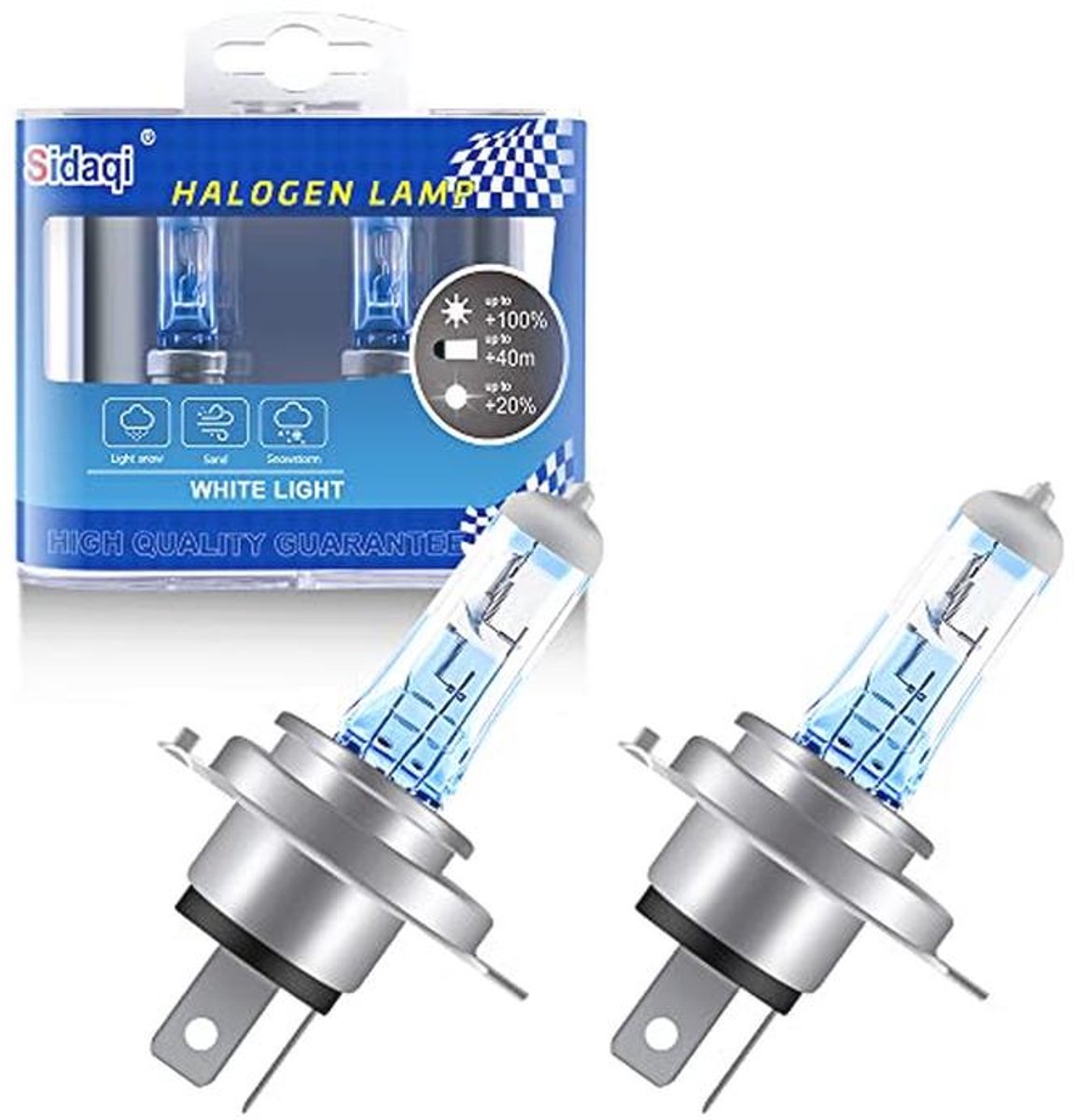 H4 55 / 60W Halogeen Koplampen met Hoge Helderheid 5000K Wit - 2 Stuks