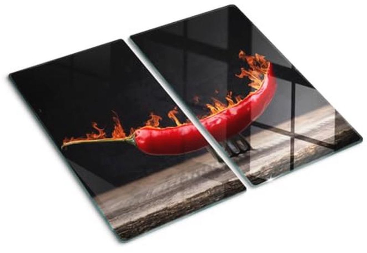 Glazen snijplank 2x30x52cm - Antislip Achterwand Kookplaatbescherming
