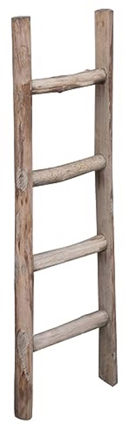 Houten decoratieladder met vier sporten, in de breedte.
