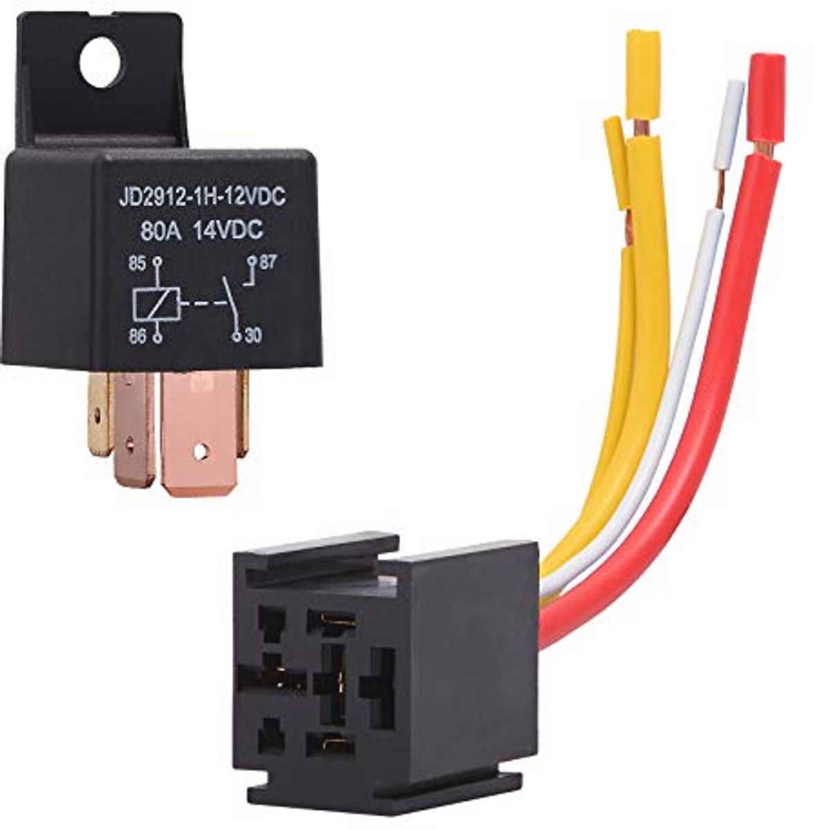 80A 12V Auto Relais - 4-Pins Schakelrelais met Stopcontact