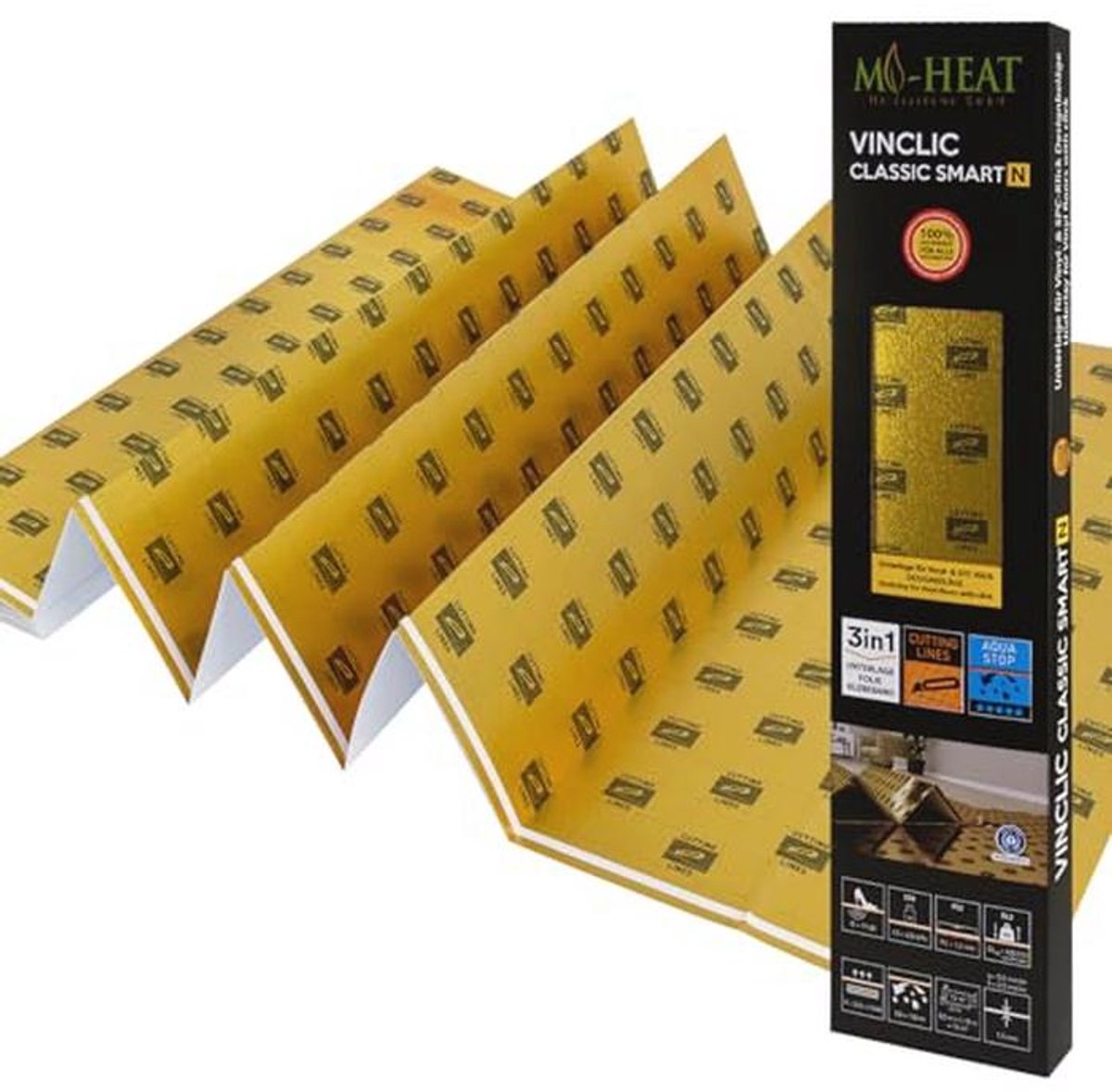 6.25 m² Verwarmingsfoliemat 1.5 mm Geluidsisolatie met AquaStop voor Vinyl en Laminaatvloe