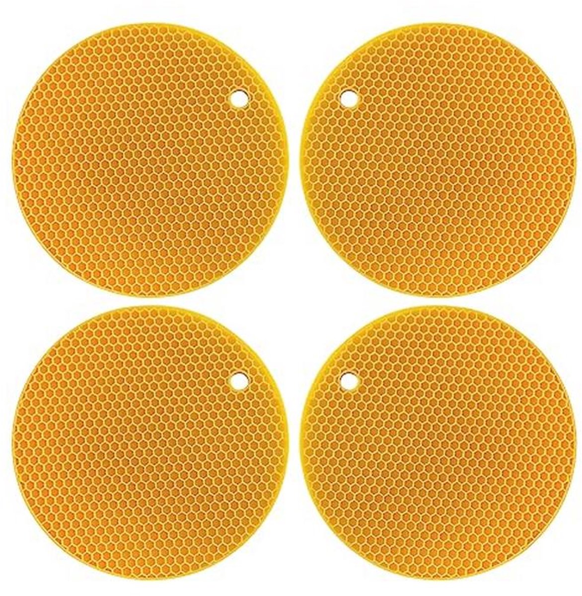 Ronde Silicone Potholders met Honingraatpatroon - Set van 4 (18 cm)
