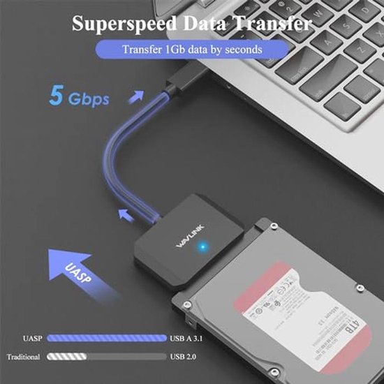 SATA naar USB 3.0-kabel, USB SATA-adapter met voeding