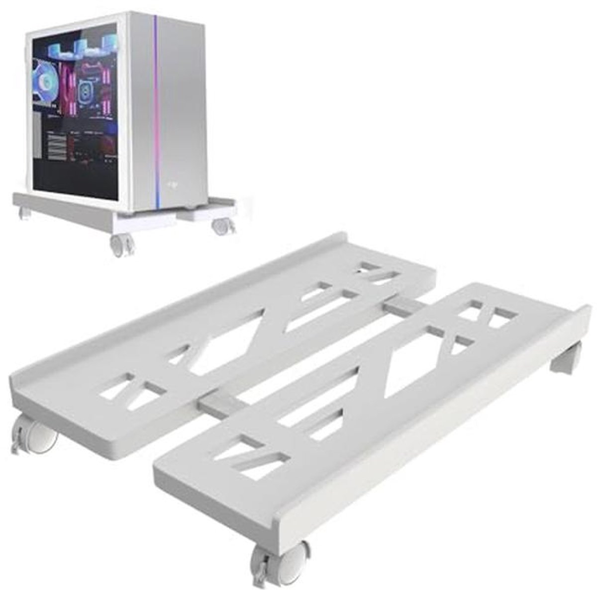 Verstelbare CPU-standaard met wielen voor desktopcomputers