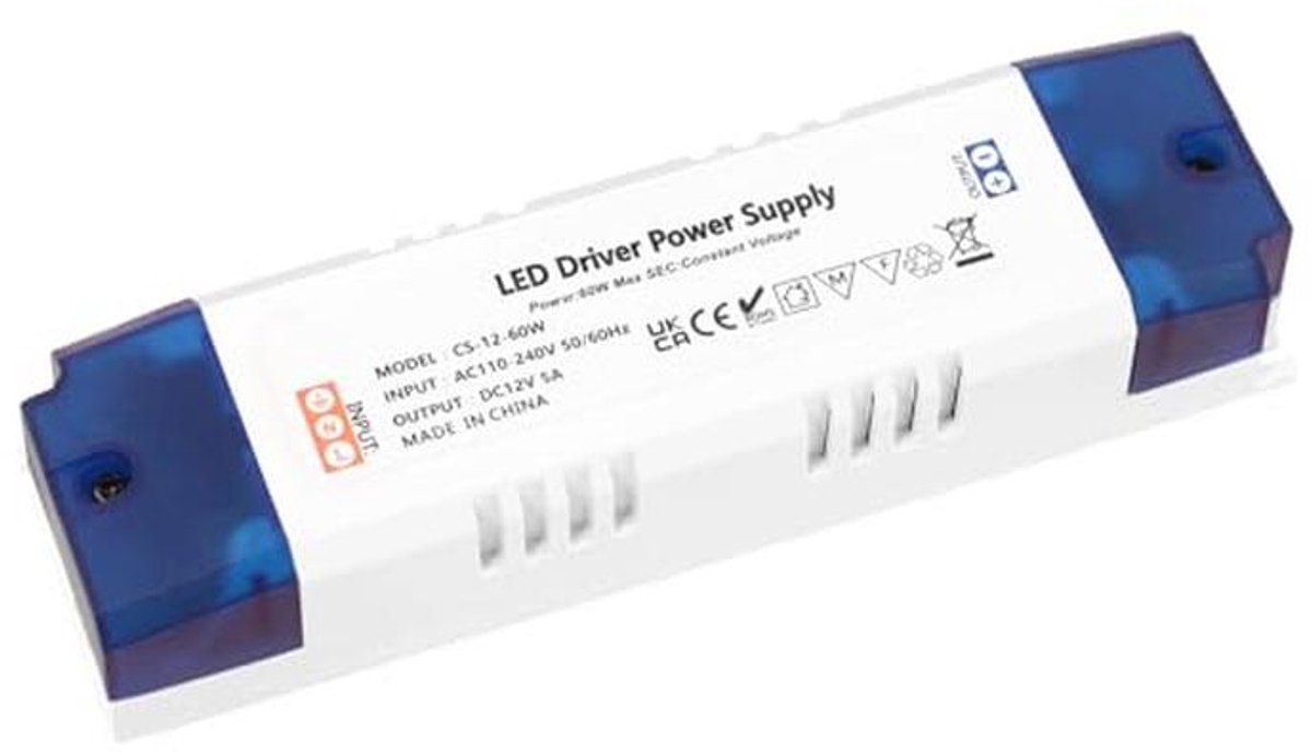 LED Transformator 60W 12V DC - Flikkervrije Voeding voor LED Lampen en Lichtstrips