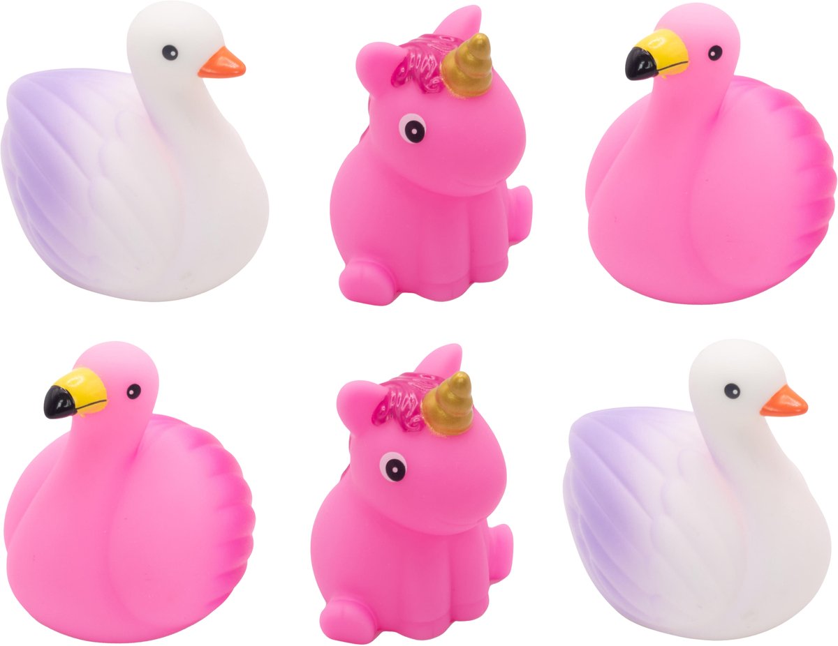 6 x Lichtgevende Drijvende Bad Speeltjes Roze LED Licht Flamingo Eenhoorn Zwaan Zwembad Pool Party