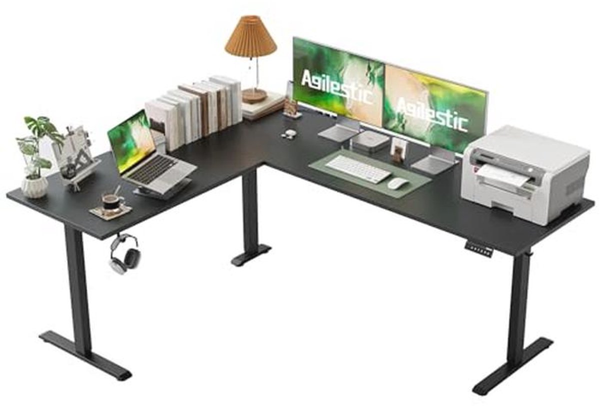 L-vormig in hoogte verstelbaar bureau - Ergonomisch zit-sta tafel voor optimale werkplek