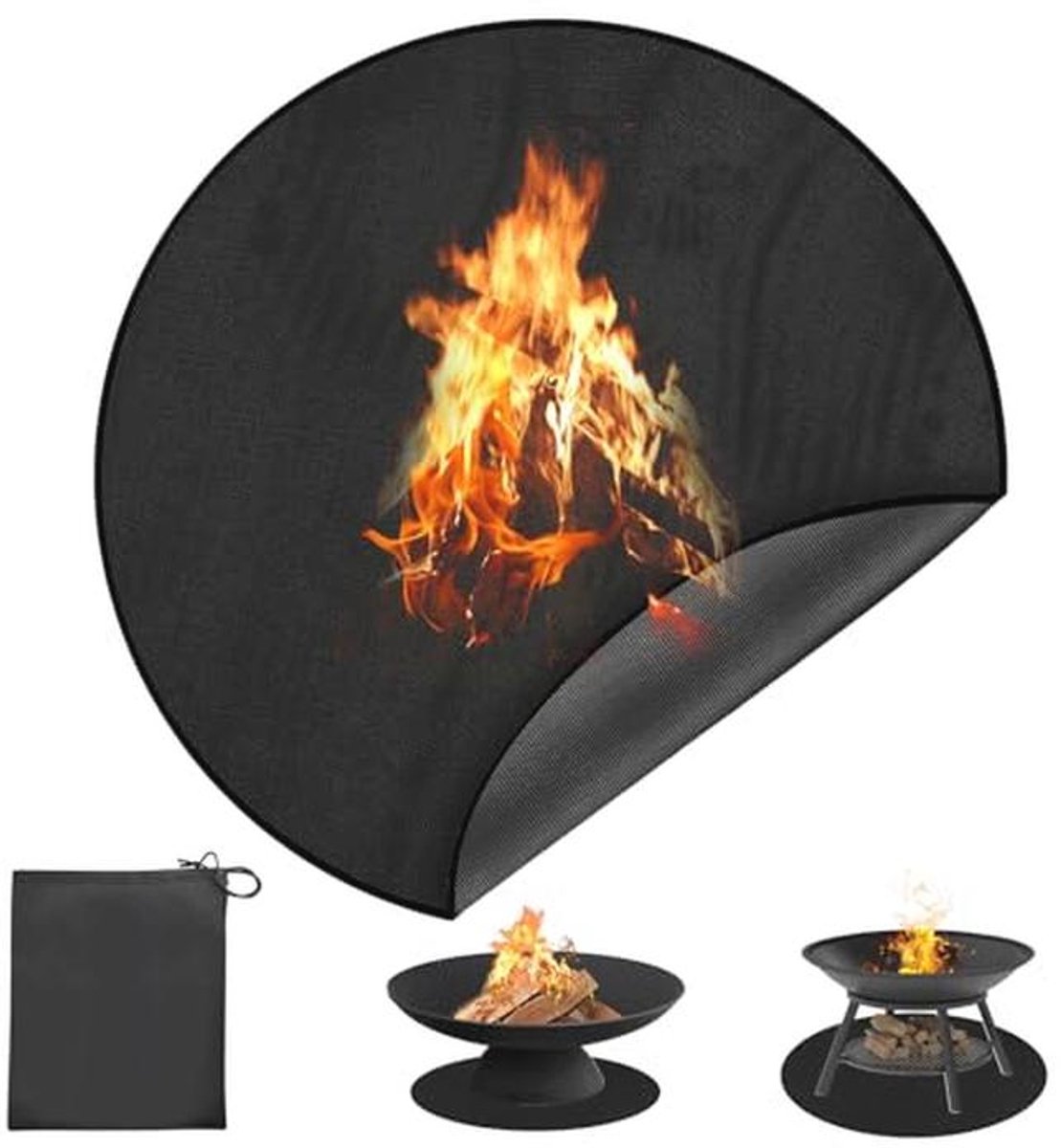 Rond vuurvast tapijt voor grill en open haard - 120 x 120 cm
