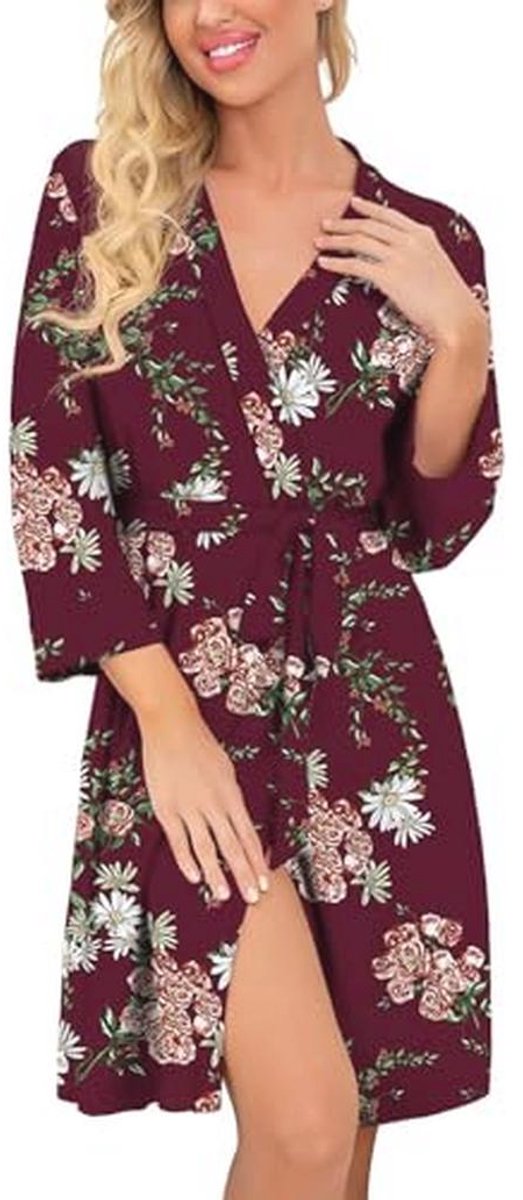 PrinStory Vrouwen Lang/Korte Badjas Gebreide Kimono Gewaden Zachte Vrouwen Badjassen Casual Dames Loungewear