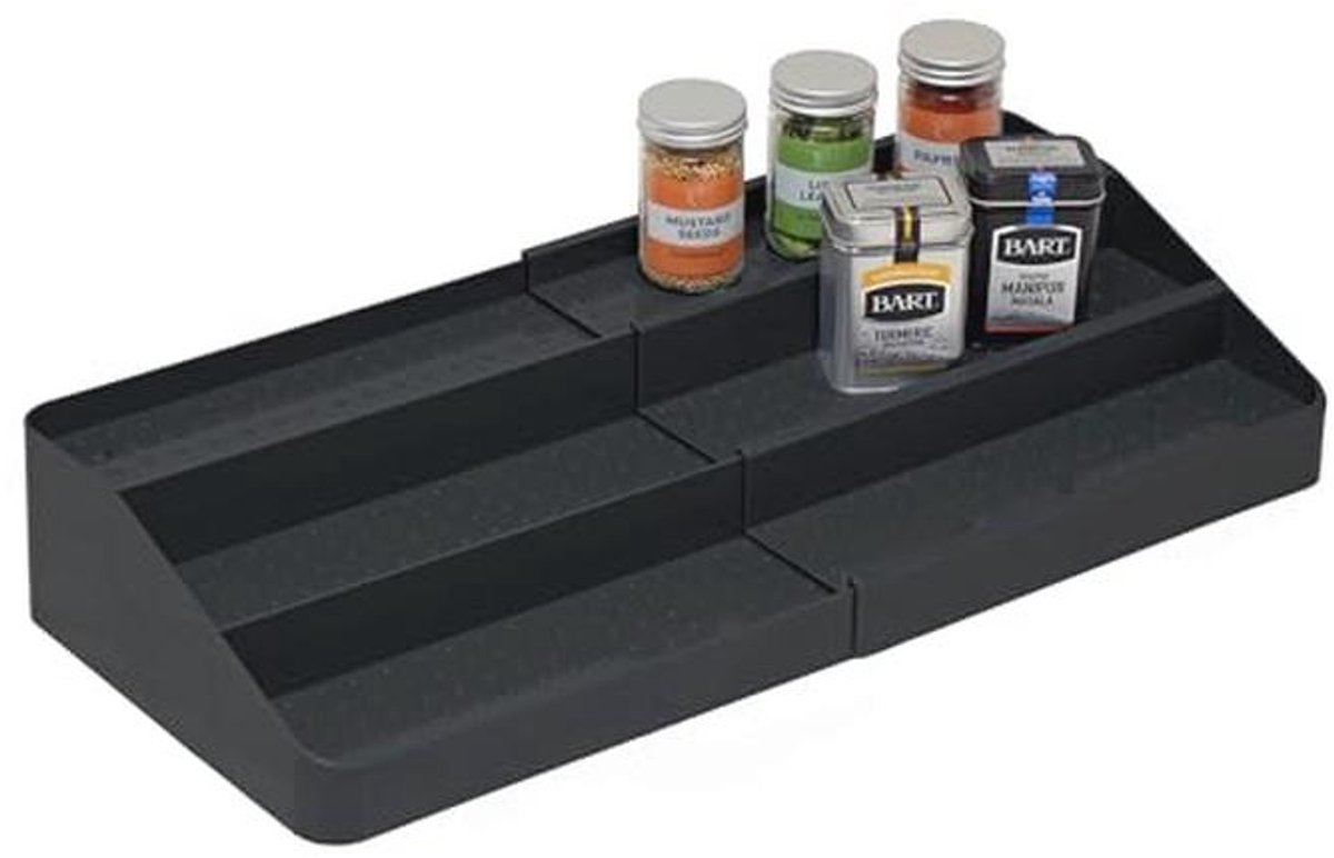 Uitklapbaar kruidenrek met 3 niveaus - Keukenkast organizer - Zwart