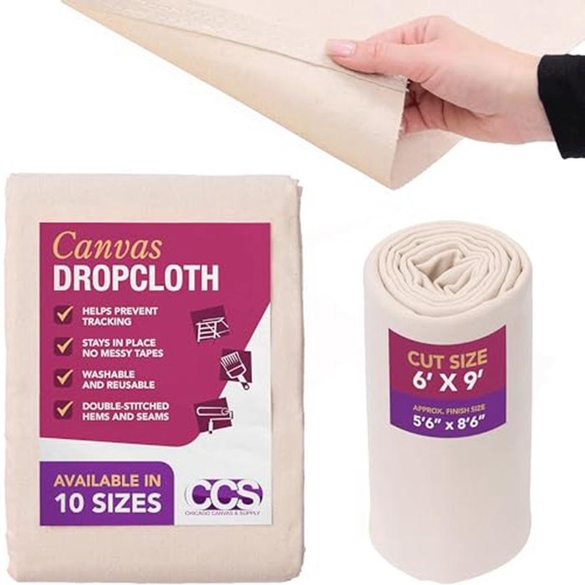 Katoenen druppeldoek 6ft x 9ft voor schilderen en klussen