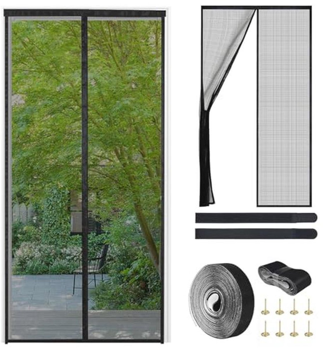 Glasvezelhor Magnetisch Deurgordijn, Horren voor Balkondeuren Zonder Boren 95x210cm, Hoogd