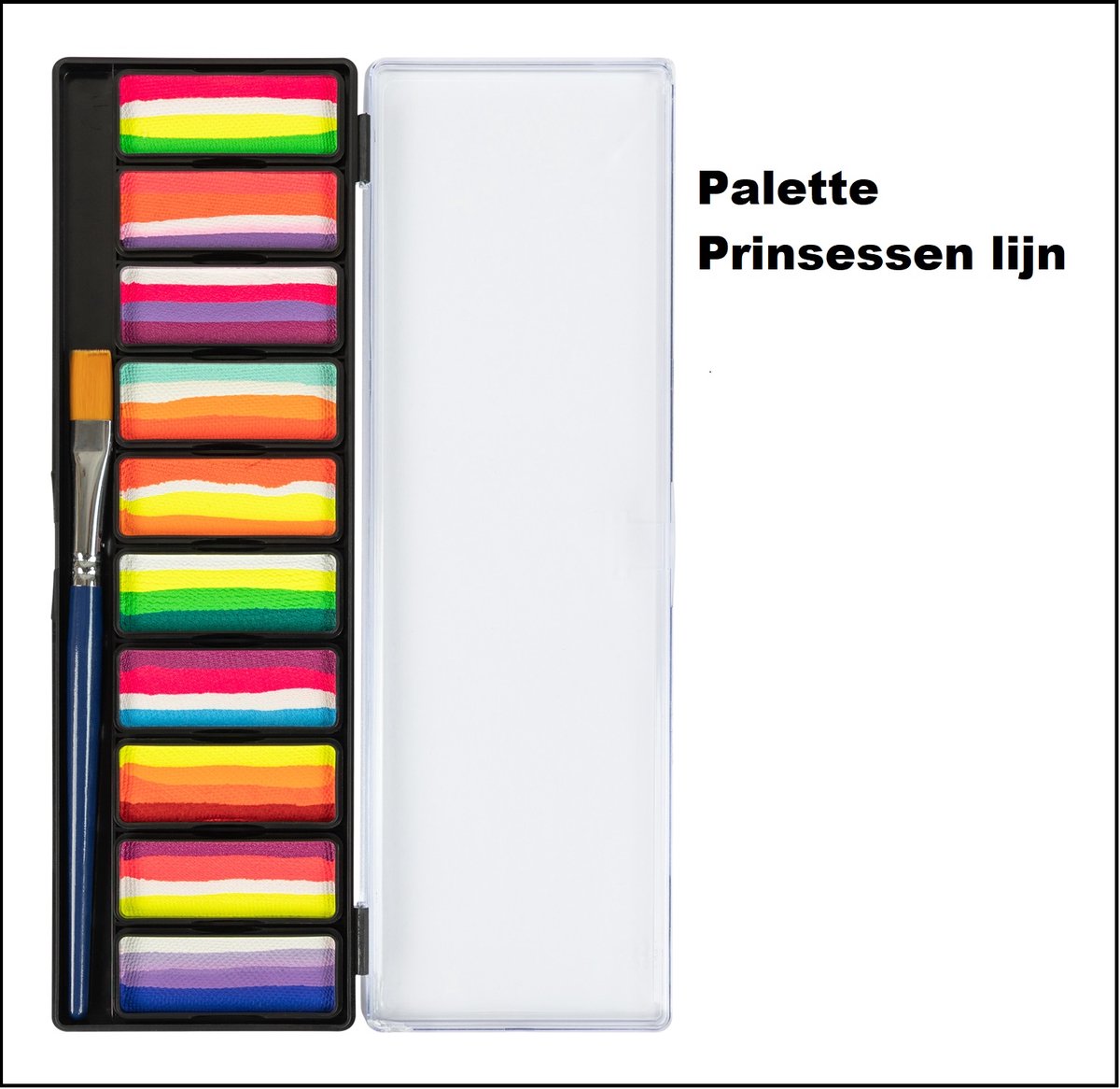 Schmink palette Prinsessen lijn 10 x 10 gram - Splitcake palet - One Stroke - Prinses Lines - inclusief Penseel