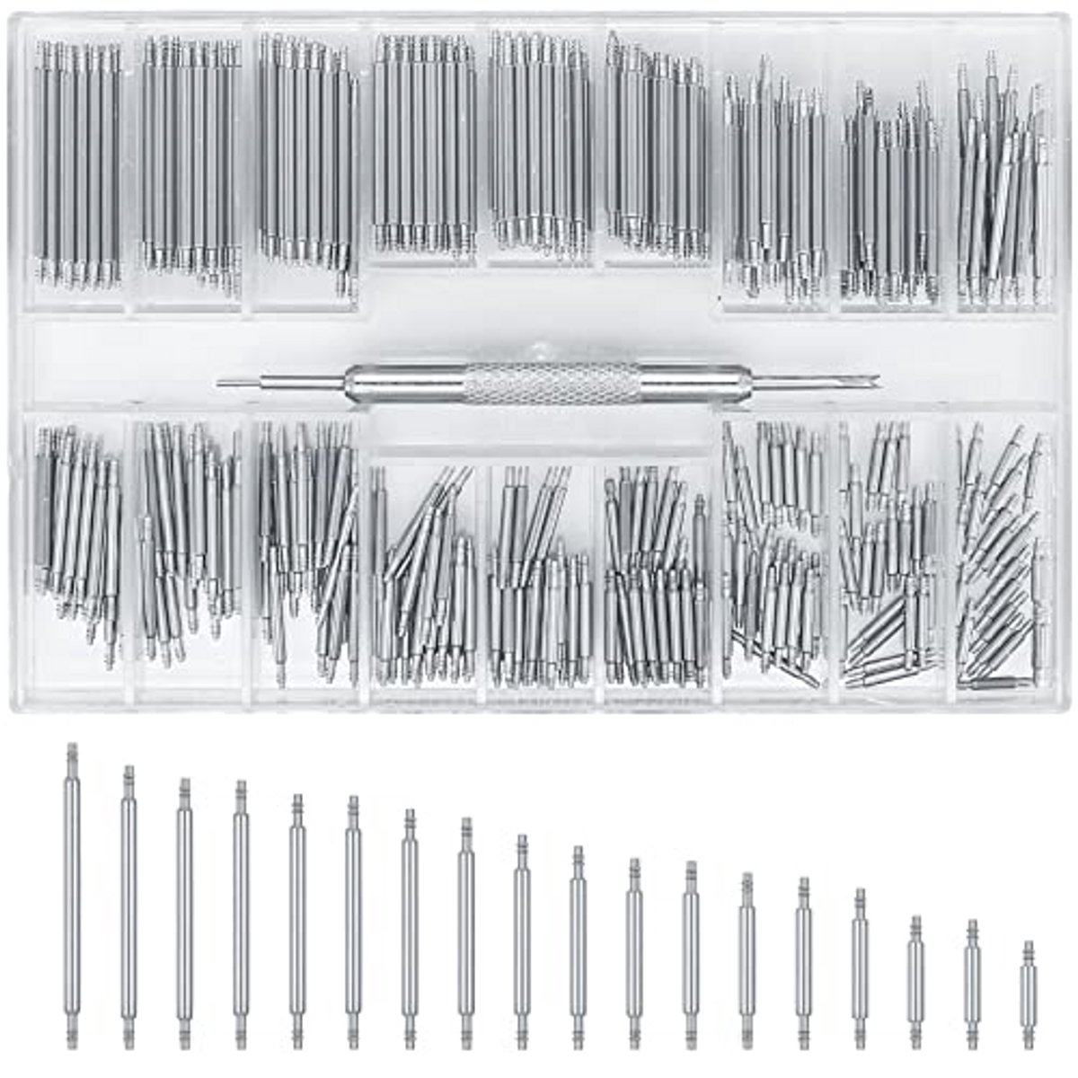 360 Spring Bars voor Horloge - Verwijdertool en Vering voor Horloges, 8-25mm, Zilver, Klassiek