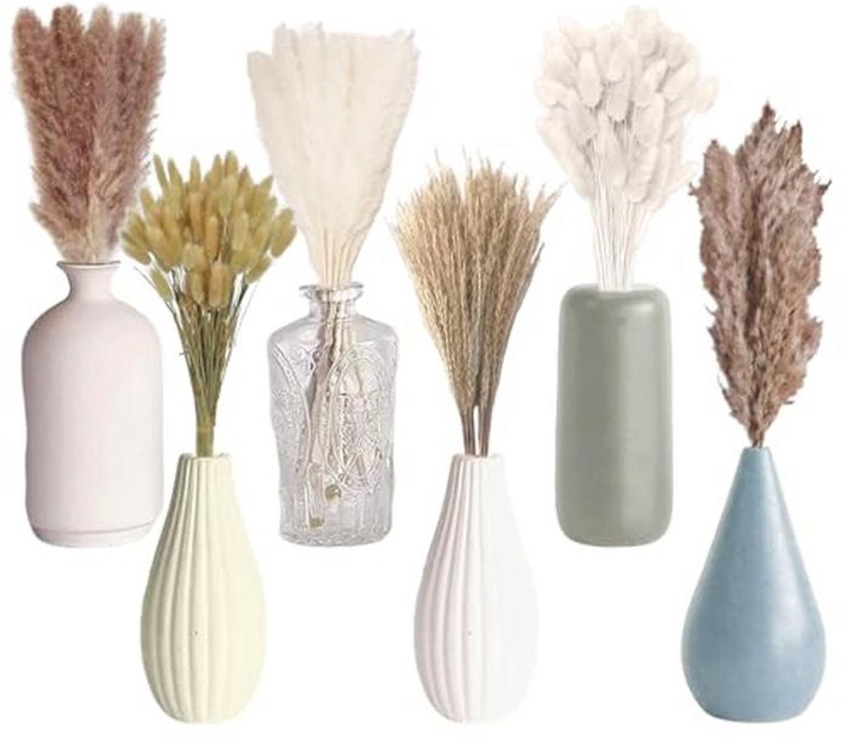Gedroogde bloemen en pampasgras voor tafeldecoratie - 120 stuks, Boheemse stijl