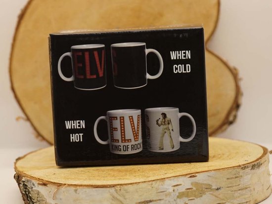 Mok rode tekst Elvis op zwarte mok - Als de mok warm is veranderd de mok naar een witte mok Elvis King of Rock Elvis Presley - drinkbeker Elvis Presley - koffie mok Elvis Presley - cadeau voor Elvis Presley fan - giftware Elvis Presley