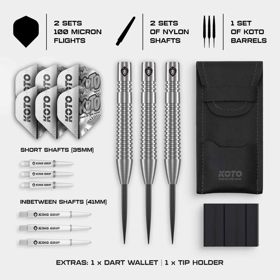 KOTO - Sting Silver Tapered - 90% Tungsten - Dartpijlen - 22 Gram - Zilver - Steeldarts van KOTO — afbeelding 5