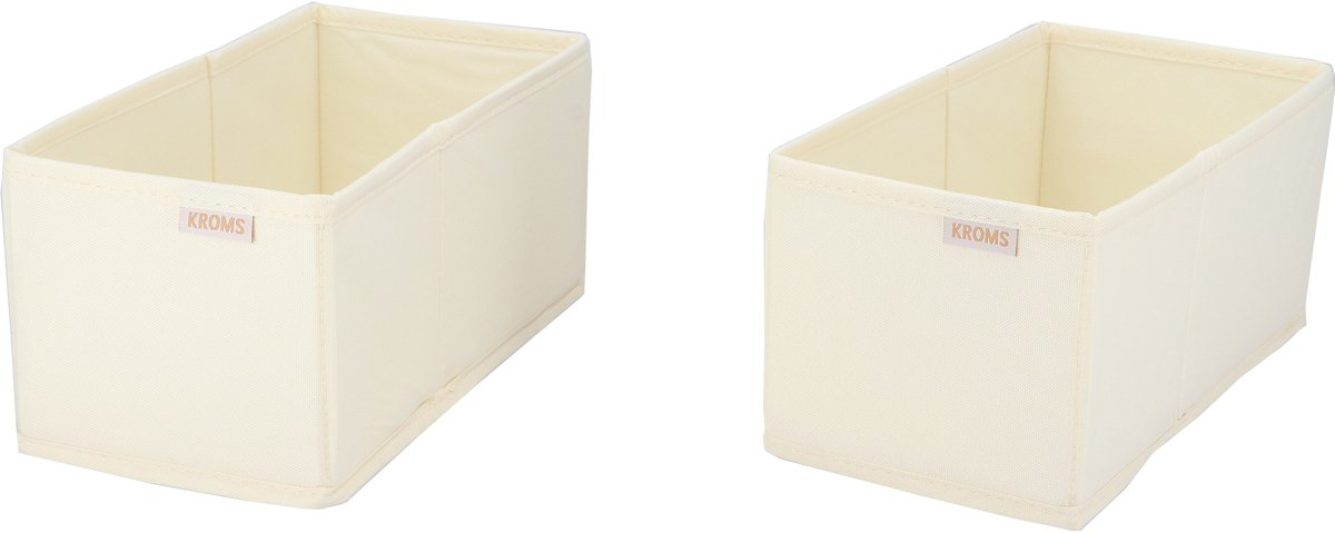 KROMS Lade organizer bakjes 28x14x13cm 2-delig - Beige - Kleding opbergbox– Kleding organizer opbergsysteem – Lade organizer kledingkast & IKEA PAX – Kleding organizer opvouwbaar