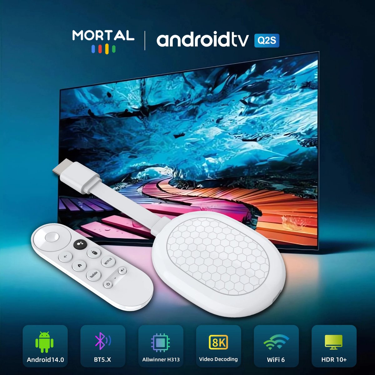 Xcruiser Dongel Z12 AllwinnerH313 OTT 8K Wifi6 BT5.X Smart Android14.0 TV Stick New Settop Box ATV Media Player