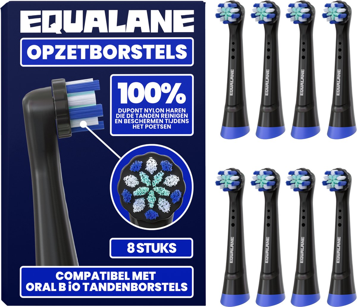 Opzetborstels geschikt voor Oral-B iO - Universele Opzetborstels - Zachte Borstelharen - Zwart - 8 Stuks