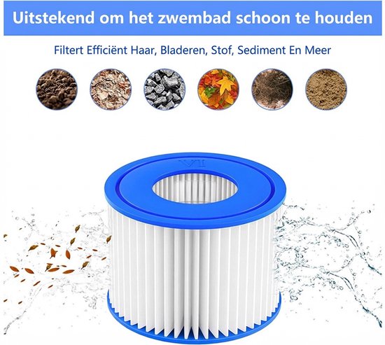 MSPA Vervangende Filterpatronen – 90 Plooien Met Blauwe Mesh-hoes – Set Van 2 – Voor Alle MSPA-hot Tubs – Maat Ø10,6 X 6,7 Cm